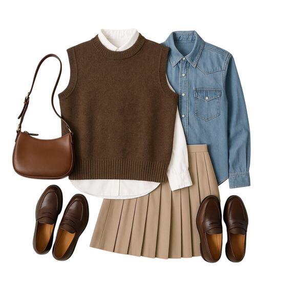 Thick Brown Oversized Sleeveless Knit Sweater Vest - Picture 5 of 5